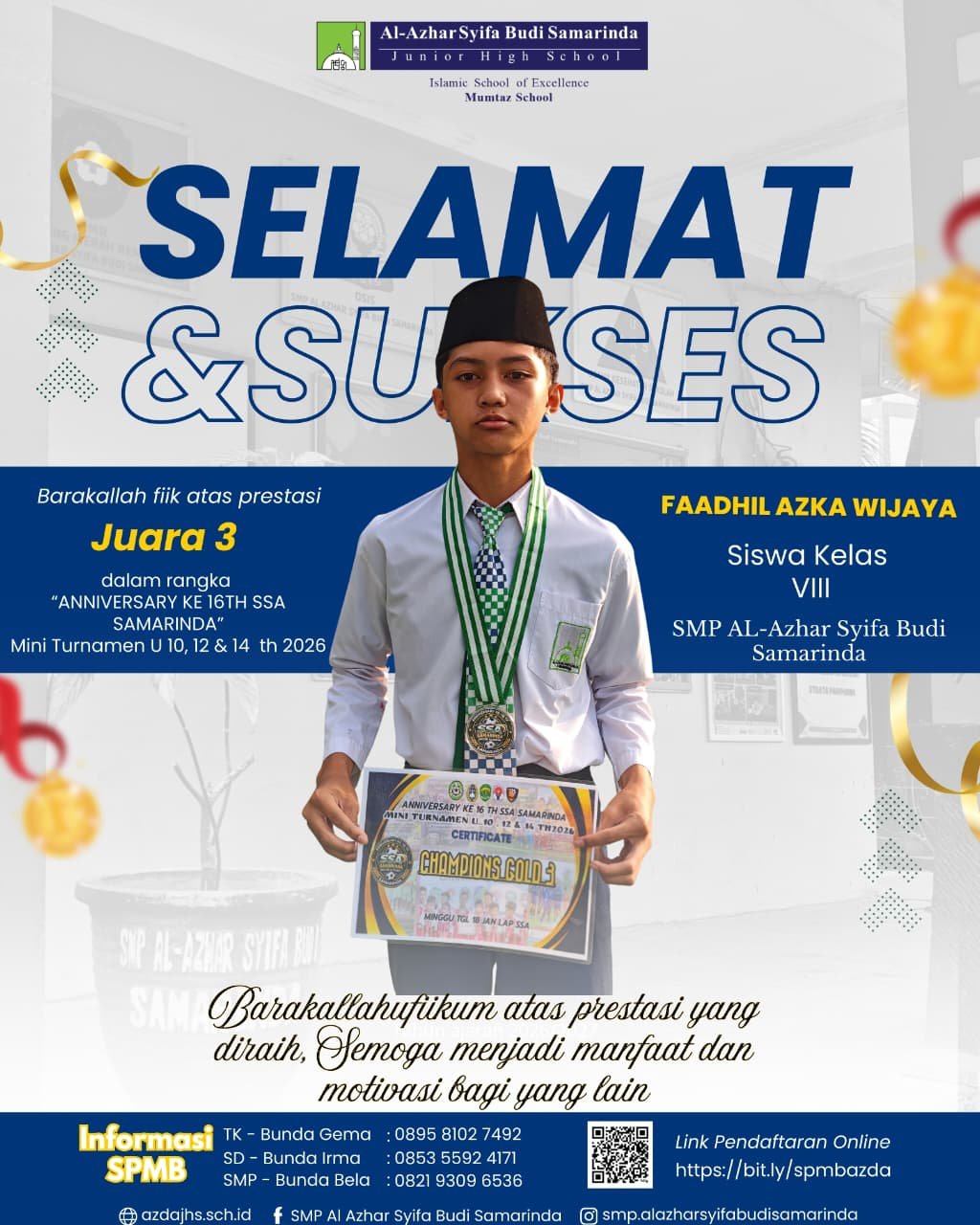 JUARA 3, ANNIVERSARY KE 16 SSA MINI TURNAMEN U 10, 12 & 14